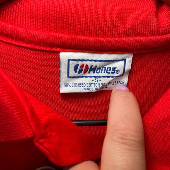 Vintage Hanes Indiana University Hoosier Short Sleeve Polo Shirt Red Size Small - Picture 3 of 4